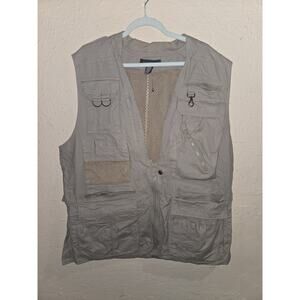 Vintage BANANA REPUBLIC Safari Utility Vest Khaki Pockets Fishing Outdoor, Large